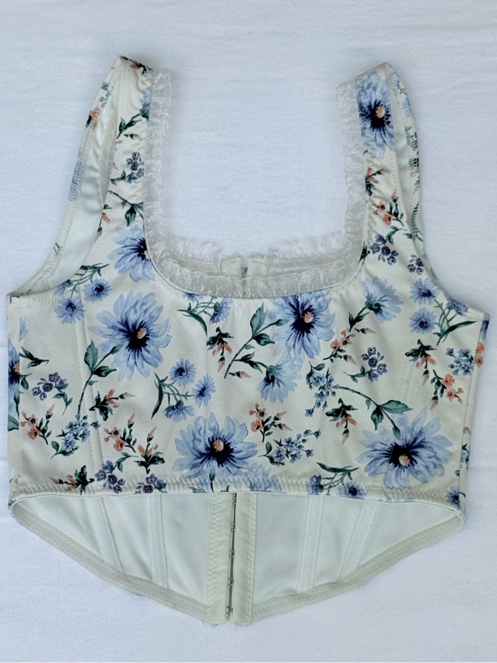 Altar’d State Floral Corset Top Blue Daisy Bustier Tank Size XS Cottagecore - Picture 7 of 8